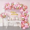 Pink Macaron Metal Globo Guirnalda Arco Kit Boda Cumpleaños Fiesta Globos Decoración Niños Baby Shower Látex Confeti Globo 220523