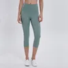 Leggings de yoga pour femmes sans couture costume pantalon capri taille haute Align Sports filetés mi-mollet soulevant les hanches vêtements de sport élastique Fitness Tig8975648