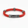 Nouveau Design Rouge Véritable Bracelet En Cuir De Mode En Acier Inoxydable Bracelet Bracelets Homme Top Qualité Bracelet Bijoux Pour Femme