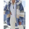 Giacca in misto lana Cappotto invernale da donna Casual Felpa patchwork femminile Tasca con cerniera Cappotti con cappuccio Capispalla allentata Giacca da donna