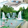 beautiful scenery wallpapers Nature Wooden Bridge Waterfall 3D Floor 3d bathroom wallpaper waterproof