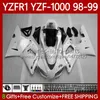 Motorcycle Body For YAMAHA YZF-R1 YZF-1000 YZF R 1 1000 CC 98-01 Bodywork 82No.42 YZF Pearl White R1 1000CC YZFR1 98 99 00 01 YZF1000 1998 1999 2000 2001 OEM Fairings Kit