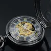 Steampunk -Skelett Männliche Uhr transparent mechanische offene Gesicht Retro ver Weinhilfe Pocket Taschenuhr mit Kette Luxus Uhr T2005025612360