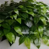 Branche de feuilles décoratives artificielles vertes en caoutchouc de soie Plantes en plastique en forme de 4 types de décoration de Noël à la maison 12pc Y201020