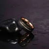 Tigrade 6mm 8mm zwarte wolfraam ringen voor mannen vrouwen dunne rosé gouden groef gehamerd trouwring ring comfort fit maat 514 2202092799474