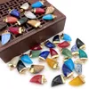 10x20mm Altın Kenar Doğal Kristal Faceted Taş Biber Şekli Charms Gül Kuvars Turkuaz Kolye Trendy Takı Yapımı Için Trendy