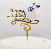 Toppers torta acrilico Toppers Happy Birthday Turtes Topper Party Supplies Gold Flower Topper per varie decorazioni anniversario