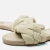 Kadın Ayakkabıları 21 Beyaz Faux İnci Örgülü Kayış Jüt Düz Sandalet Örgülü Açık Toe Flats55