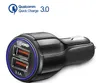 QC3.0 Chargeur de voiture Double chargeur USB charge rapide 5V 2A QC 3.0 Adaptateur de charge rapide Chargeurs pour iPhone 13 12 11 Pro Max X 8 7 et téléphones Samsung