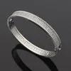 Europa Amerika Mode Stijl Dame Dames Messing Gegraveerde Letter Double Row Diamond Edge Bead Bangle Armband 3 Kleur