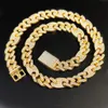 Correntes 14mm Miami Ferca de trava pesada Chapa cubana Chain Gold Silver Color Colar Iced Out Rhinestones Bling Hip Hop Jewelry1