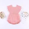 Gebreide kleding winter zomer ruche mouw katoen pasgeboren rompertjes baby babyjongen meisje romper jumpsuit 201127