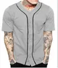 Günstige Herren-Baseball-Trikot-T-Shirt, kurzärmelig, Straße, Hip-Hop, Baseball-Top, Hemden, Knopfleiste, weiß, solides Sport-Shirt