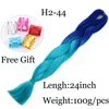 Jumbo Vlechten Synthetisch Haar Zachte Dreads Box Vlecht Extension 24 inch Blacklight Blue # Ombre Two Tone Color Vlecht