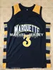 3 Dwayne Wade Koleji Marquette En Kaliteli Basketbol Jersey Erkek Dikişli Özel Herhangi bir Numara Adı