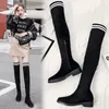 Sıcak Satış-2019 Kadın Diz Çizmeleri Üzerinde Kadın Uzun Çorap Sürüsü Parlak Çizmeler Bayanlar Lüks Yuvarlak Toe Kış Sıcak Süet Ayakkabı Boyutu 35-39