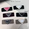 Hot Leather Triangle Hair Clip with Stamp Women Girl Triangle Letter Barrettes Fashion Hair Accessories High Quality