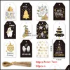 Kerstversiering Feestelijke feestartikelen Huis Tuin 48 Stks DIY Kraft Paper Xmas Decoratie Ball Gift Wrap Tag Labels Hang Tags Drop De