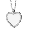 Sublimation Couple Necklace Favor Blank DIY Diamond Necklaces Heart-shaped Jewelry Pendant Romantic Valentine's Day Gift