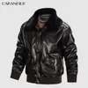 CARANFIER Mens Leather Jacket Fur Coat Men Winter Biker Jackets Thicken Turn-down Collar Outerwear Classic EU SIZE DropShipping 201114