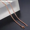 Kettingen Davieslee Ketting Voor Vrouwen Mannen Roestvrij Staal Rose Goud Kleur Doos Vrouwen Hele 18-28 inch LKN5551313A