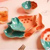 Set di stoviglie per bambini adorabili, ciotole in ceramica di dinosauro creativo, insalatiera, personalizzazione del piatto domestico