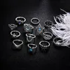 Starożytne srebrne pierścienie serce słonia żółw korona stóż knuckle pierścień zestaw diamentów midi pierścień mody biżuteria wola i piaszczysty prezent