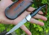 Damascus edc pocket folding knife vg10-damascus steel blade ebony handle with leather sheath