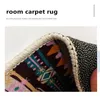 living room rug Black gold Plaid aesthetic Kid Washable lint-free Printing Floor carpet sofa Table Bedroom Decor Soft Large mat 220301