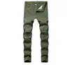 Jeans da uomo all'ingrosso-Pantaloni Hop slim fit elasticizzati distrutti strappati skinny neri con fori per uomo