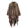 Modne duże szalem ciepłe zimowe z kapturem kaszmirowe Cashmere Poncho Plaid Capes Cardigans Sweter Swater Tassel 201214