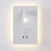 مصباح جدار Topoch LED مع مفاتيح مزدوجة 2x منافذ USB للإضاءة الخلفية غرفة النوم وقراءة Loft Light Light Light Lighting Iddoor Lights Matte White/Bronze