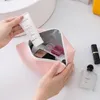 Nuovo stile PU Tinta unita borsa cosmetica con cerniera borsa da donna mini organizer da viaggio borse portatili rosa bule borse da toilette gialle