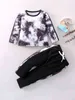 Baby Tie Dye Contrast Side Seam Tee Knot Front Pants SHE