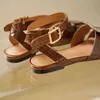 ドレスシューズZapatos de Punta Cuadrada Para Mujer Sandalias Interales PielAuténticaCon Suela Gruesa Zapatos PlayaTalónScubierto220303