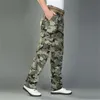 Combattimento multi-tasche da uomo di trasporto libero Utility Casual allentato lungo a figura intera Pantaloni cargo Pantaloni da lavoro Camouflage Taglia 28-38 201110