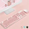 Ensemble clavier et souris de jeu sans fil, couleur or rose, clavier 2,4 GHz, combo tactile confortable avec récepteur pour femmes de bureau