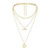 Collier avec pendentif en forme de cœur ajouré à la mode coréenne, collier multicouche en acier inoxydable