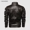 CARANFIER Marca Táctica PU Chaqueta de cuero para hombre Euro Tamaño S-XXL Stand Collar Motocicleta Chaqueta de cuero Abrigos masculinos Envío de la gota 201120