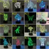 3d LED Night Light USB 7 Färg Touch Switch 3D Optisk Illusion Lamp Novelty 3D Akrylbord Lampa 176 Mönster Valfritt