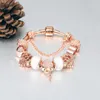 DINGLLY nouveau Bracelet à breloques coeurs unis en or Rose pour femmes perles de verrouillage en forme de coeur marques de mode Bracelet bracelets Femme cadeaux