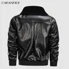 CARANFIER Mens Leather Jacket Fur Coat Men Winter Biker Jackets Thicken Turn-down Collar Outerwear Classic EU SIZE DropShipping 201114