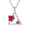 925 Sterling Silver Geometry Maple Leaf WIth Red Enamel Chain Pendant Necklace Fashion Jewelry For Women autumn Gift Free Ship Q0531