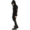 Noir Long Hoodie Hommes Mode Bandage Zipper Hommes Sweats Hip Hop Streetwear Casual Pull À Capuche Hommes XXL 201126