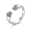 Give Me A Hug Hand Open Finger Rings for Women 100% Real 925 Sterling Silver Adjustable Ring Fine Jewelry Gifts YMR177