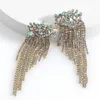 Luksusowy Błyszczący Rhinestone Długi Tassel Dangle Drop Kolczyki Dla Kobiet Ślub Oświadczenie Akcesoria Biżuteria