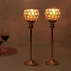 Crystal Candle Holders Stand Metal Pillar Candlestick Set Wedding Christmas Holiday Decoration for Home Candelabros Bougeoir Y200109