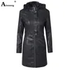 PU Manteau En Cuir Veste Femmes Mode Slim Patchwork Longue Femme Veste Zipper Moto Tunique Survêtement Automne Hiver Survêtement 201020