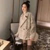 Bella Plaid Woolen Coat Female Autumn Winter Loose Korean Version of Retro Small Thickened Tweed Coat 201222