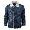 Darphinkasa Zima zagęszczona dżinsowa kurtka Men Streetwear Casual Warm Bomber Dżins Kurtka polarowa kurtka moda Men 201218